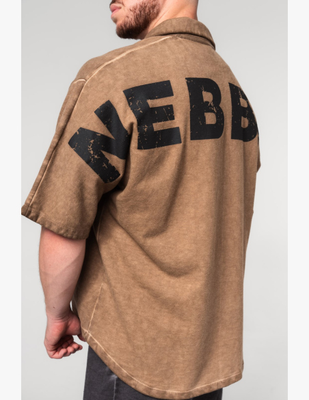 NEBBIA • NEBBIA Washed-off oversized shirt 90s THROWBACK light brown • Nebshop.cz