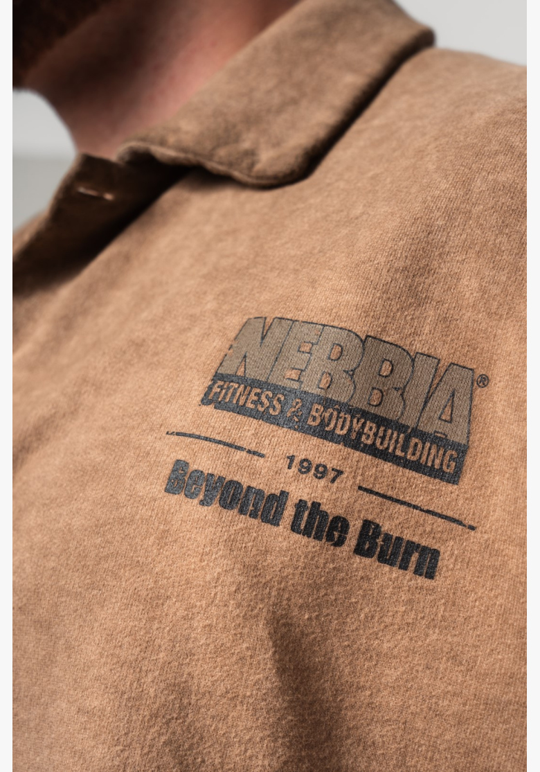 NEBBIA • NEBBIA Washed-off oversized shirt 90s THROWBACK light brown • Nebshop.cz NEBBIA • NEBBIA Washed-off oversized shirt 90s THROWBACK light brown • Nebshop.cz