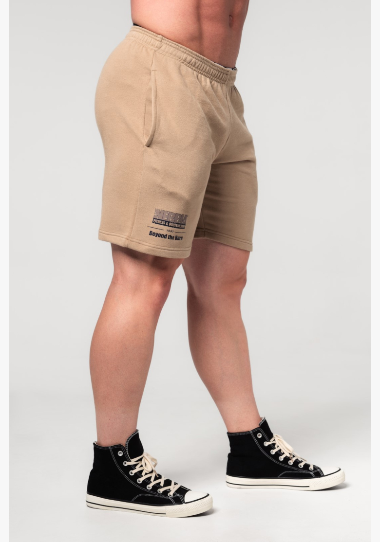 NEBBIA • NEBBIA Pantaloni corti da palestra GYM BRO beige • Nebshop.it NEBBIA • NEBBIA Pantaloni corti da palestra GYM BRO beige • Nebshop.it
