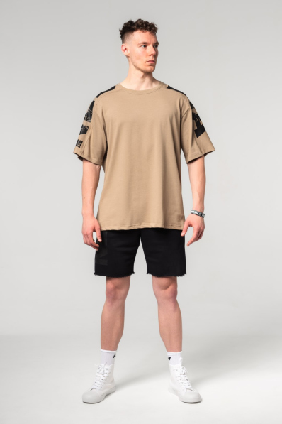 NEBBIA • NEBBIA T-shirt oversized LIFTING CLUB beige • Nebshop.cz