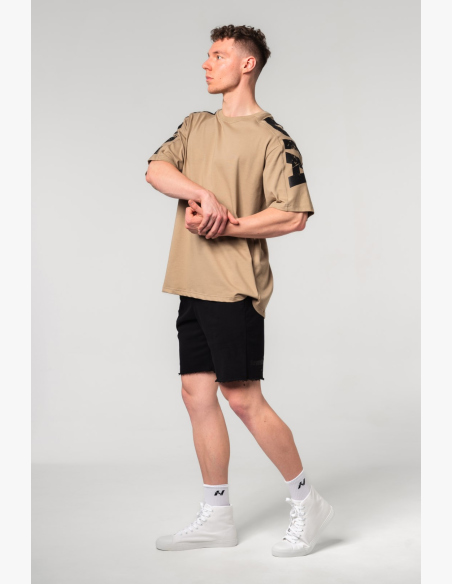 NEBBIA • NEBBIA T-shirt oversized LIFTING CLUB beige • Nebshop.cz