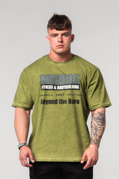 NEBBIA • NEBBIA Maglietta oversize sfumata HERITAGE verde • Nebshop.cz