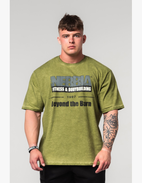 NEBBIA • NEBBIA Maglietta oversize sfumata HERITAGE verde • Nebshop.cz