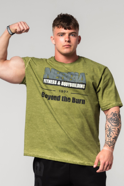 NEBBIA • NEBBIA Maglietta oversize sfumata HERITAGE verde • Nebshop.cz 2