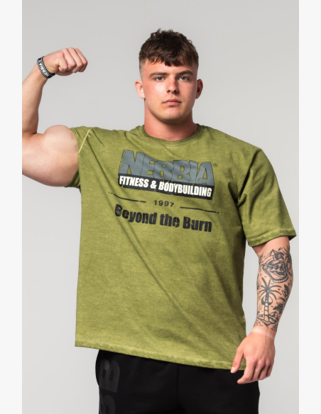 NEBBIA • NEBBIA Maglietta oversize sfumata HERITAGE verde • Nebshop.cz