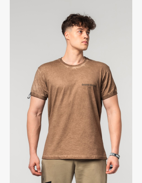 NEBBIA • NEBBIA Oprané bavlnené tričko MAX OUT hnedé • Nebshop.sk