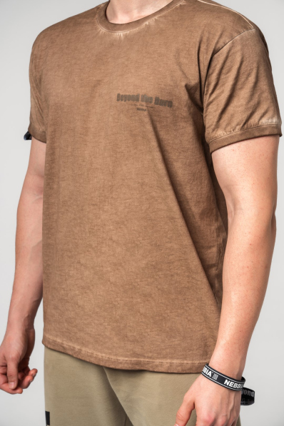 NEBBIA • NEBBIA Maglietta di cotone lavata MAX OUT marrone • Nebshop.it 2