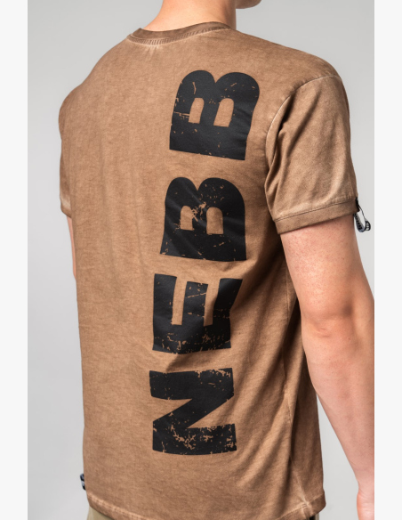 NEBBIA • NEBBIA Oprané bavlnené tričko MAX OUT hnedé • Nebshop.sk