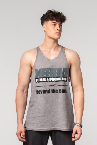 NEBBIA • NEBBIA Washed-off oversized tank top MAX OUT gray • Nebshop.cz
