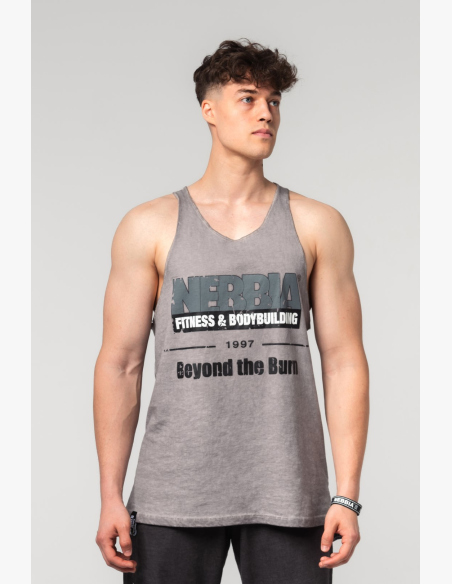 NEBBIA • NEBBIA Washed-off oversized tank top MAX OUT gray • Nebshop.cz