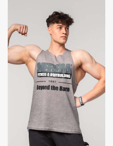 NEBBIA • NEBBIA Washed-off oversized tank top MAX OUT gray • Nebshop.cz