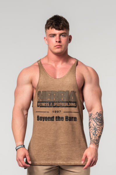 NEBBIA • NEBBIA Washed-off oversized tank top MAX OUT brown • Nebshop.cz