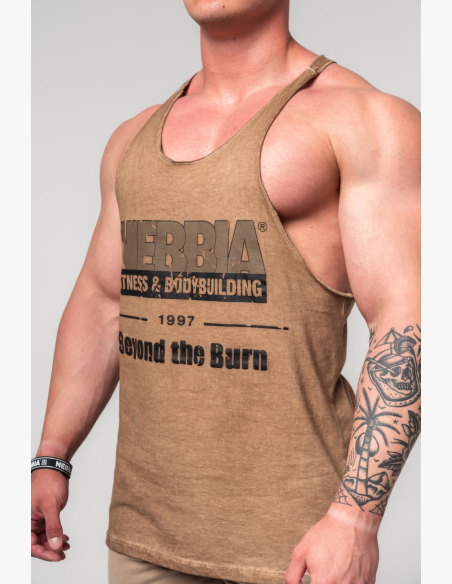 NEBBIA • NEBBIA Washed-off oversized tank top MAX OUT brown • Nebshop.cz