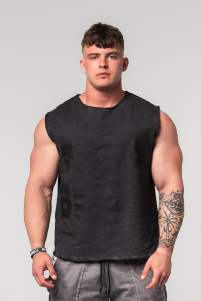 NEBBIA • NEBBIA Washed-off mikina bez rukávov BEASTIN' čierna • Nebshop.sk