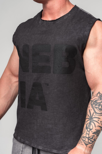 NEBBIA • NEBBIA Washed-off mikina bez rukávů BEASTIN' černá • Nebshop.cz 2