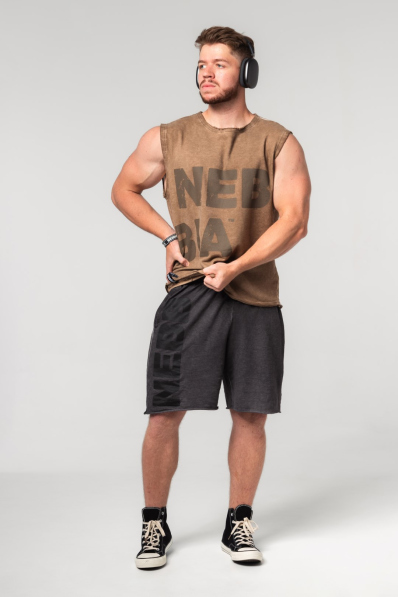 NEBBIA • NEBBIA Washed-off mikina bez rukávov BEASTIN' hnedá • Nebshop.sk 2