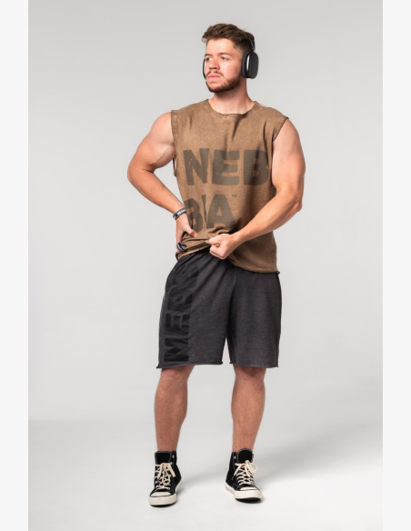 NEBBIA • NEBBIA Washed-off sleeveless sweatshirt BEASTIN' brown • Nebshop.cz
