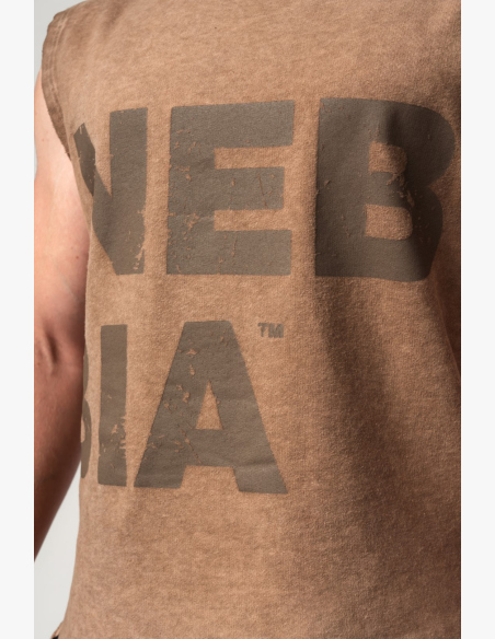 NEBBIA • NEBBIA Washed-off mikina bez rukávov BEASTIN' hnedá • Nebshop.sk