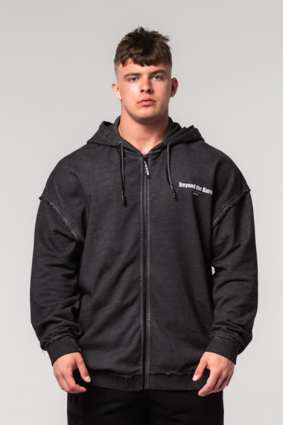 NEBBIA • NEBBIA Washed-off mikina na zip GYM BRO černá • Nebshop.cz