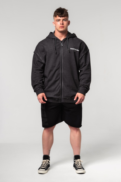 NEBBIA • NEBBIA Washed-off mikina na zip GYM BRO černá • Nebshop.cz 2