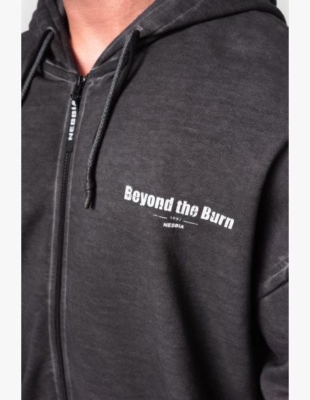NEBBIA • NEBBIA Washed-off zip hoodie GYM BRO black • Nebshop.com