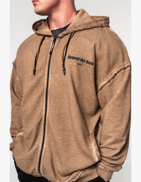 NEBBIA • NEBBIA Felpa con zip GYM BRO marrone • Nebshop.it