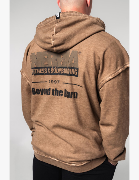 NEBBIA • NEBBIA Washed-off zip hoodie GYM BRO brown • Nebshop.com