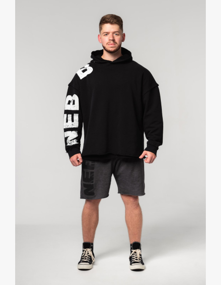 NEBBIA • NEBBIA Felpa oversize con cappuccio NO BS nera • Nebshop.cz