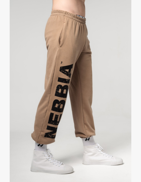 NEBBIA • NEBBIA Loose baggy sweatpants with pockets GYM BRO brown • Nebshop.cz