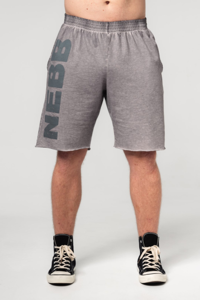 NEBBIA • NEBBIA Umyté teplákové šortky NO BS šedé • Nebshop.sk