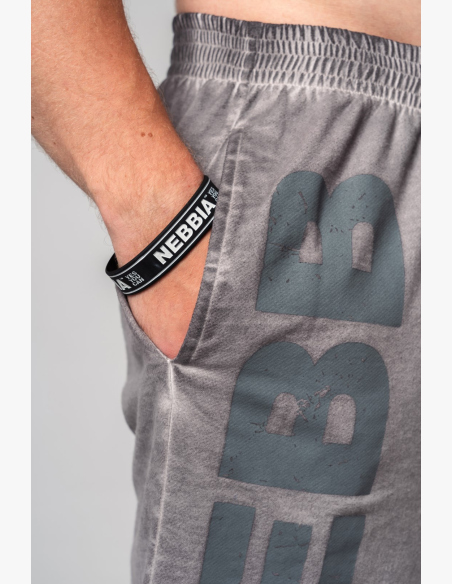 NEBBIA • NEBBIA Washed-off sweatshorts NO BS gray • Nebshop.cz
