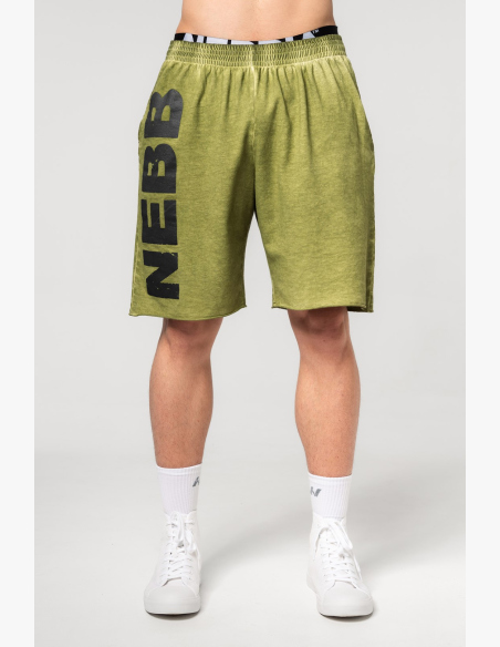 NEBBIA • NEBBIA Washed-off sweat shorts NO BS green • Nebshop.cz