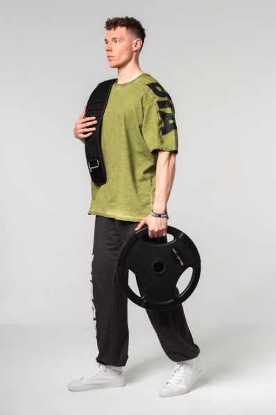 NEBBIA • NEBBIA Washed-off oversized tričko LIFTING CLUB zelené • Nebshop.sk 2