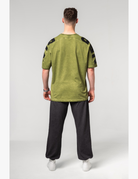 NEBBIA • NEBBIA Washed-off oversized tričko LIFTING CLUB zelené • Nebshop.sk