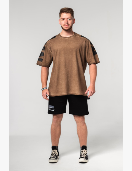 NEBBIA • NEBBIA Omyté oversized tričko LIFTING CLUB hnedé • Nebshop.sk
