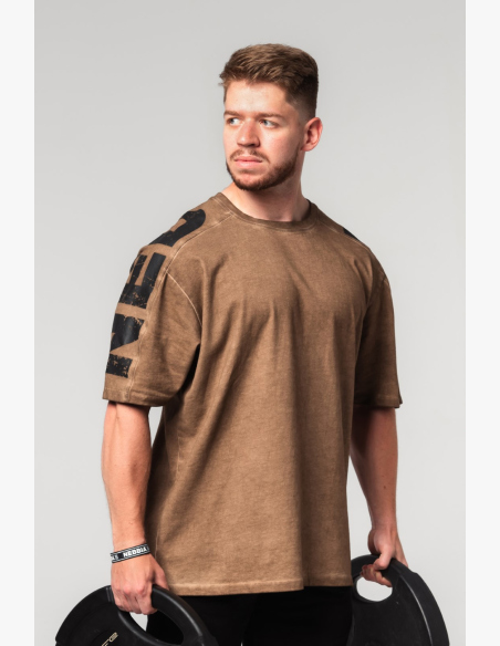 NEBBIA • NEBBIA Maglietta oversized lavata LIFTING CLUB marrone • Nebshop.it