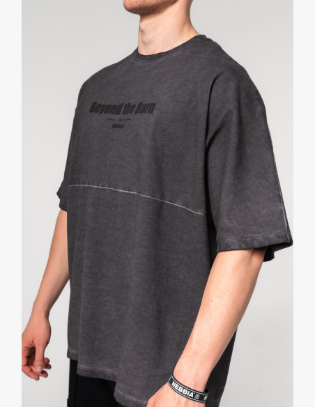 NEBBIA • NEBBIA Oprané oversized tričko NO SHORTCUTS čierne • Nebshop.sk