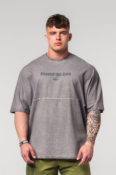 NEBBIA • NEBBIA Tričko oversize Washed-off NO SHORTCUTS grigio • Nebshop.cz