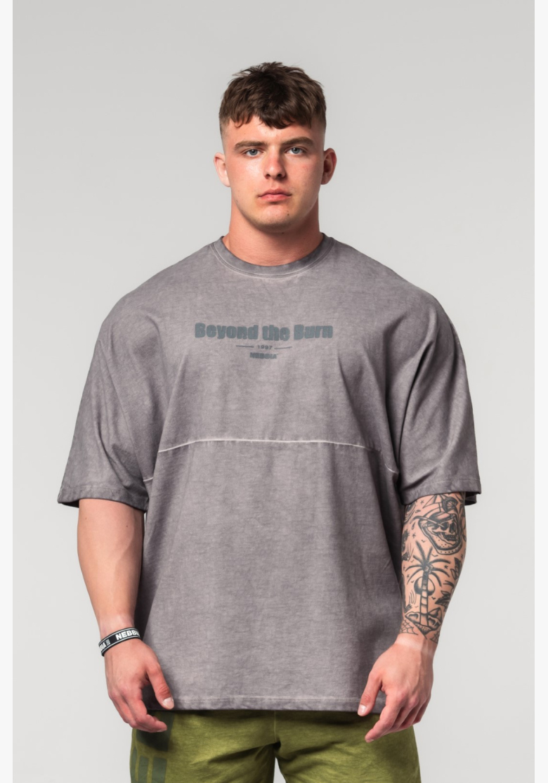 NEBBIA • NEBBIA Tričko oversize Washed-off NO SHORTCUTS grigio • Nebshop.cz NEBBIA • NEBBIA Tričko oversize Washed-off NO SHORTCUTS grigio • Nebshop.cz