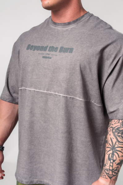 NEBBIA • NEBBIA Tričko oversize Washed-off NO SHORTCUTS grigio • Nebshop.cz 2