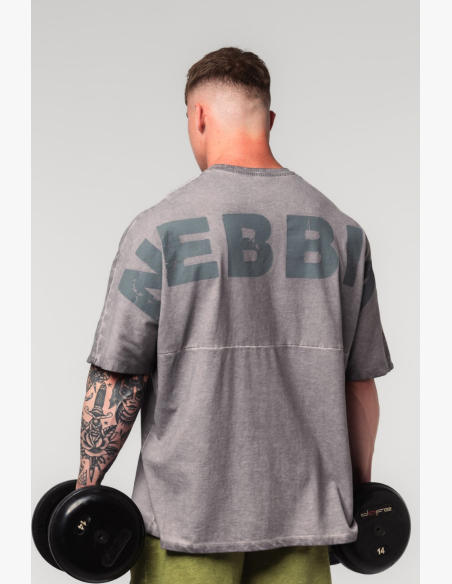 NEBBIA • NEBBIA Tričko oversize Washed-off NO SHORTCUTS grigio • Nebshop.cz