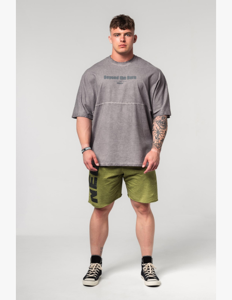 NEBBIA • NEBBIA Tričko oversize Washed-off NO SHORTCUTS grigio • Nebshop.cz