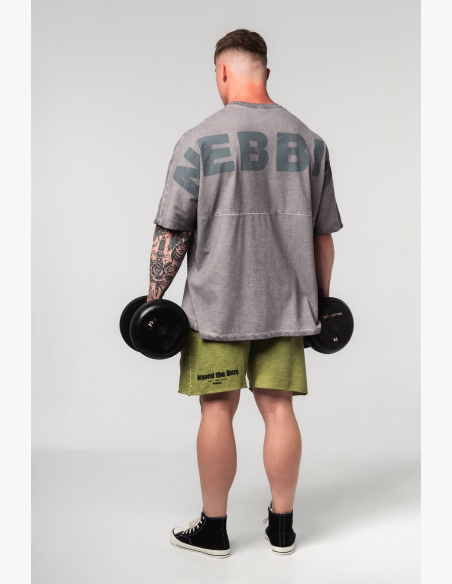 NEBBIA • NEBBIA Washed-off oversized t-shirt NO SHORTCUTS gray • Nebshop.com