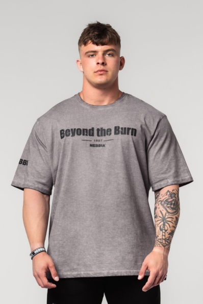 NEBBIA • NEBBIA Umývané bavlnené heavyweight tričko GRIND šedé • Nebshop.sk