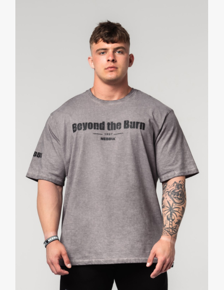 NEBBIA • NEBBIA Washed-off cotton heavyweight t-shirt GRIND gray • Nebshop.cz