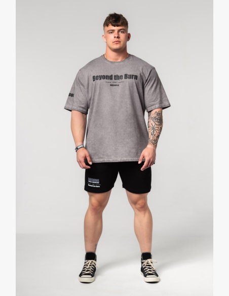 NEBBIA • NEBBIA Washed-off cotton heavyweight t-shirt GRIND gray • Nebshop.cz