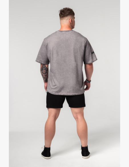 NEBBIA • NEBBIA Washed-off cotton heavyweight t-shirt GRIND gray • Nebshop.cz