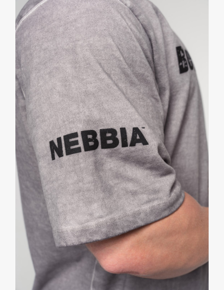 NEBBIA • NEBBIA Umývané bavlnené heavyweight tričko GRIND šedé • Nebshop.sk