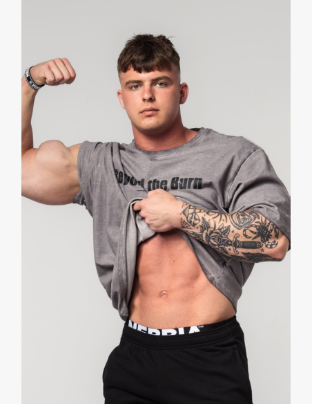 NEBBIA • NEBBIA Umývané bavlnené heavyweight tričko GRIND šedé • Nebshop.sk