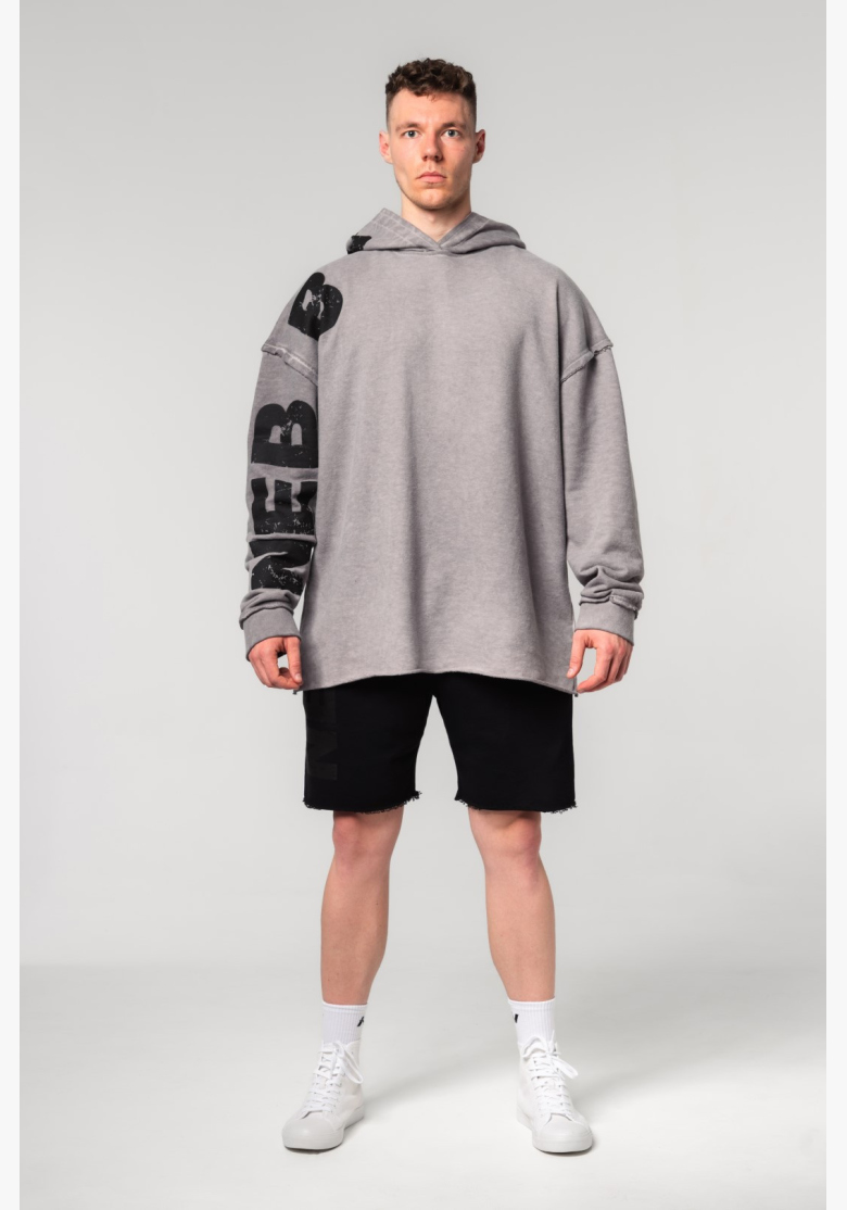 NEBBIA • NEBBIA Washed-off oversized hoodie with hood NO BS gray • Nebshop.cz NEBBIA • NEBBIA Washed-off oversized hoodie with hood NO BS gray • Nebshop.cz